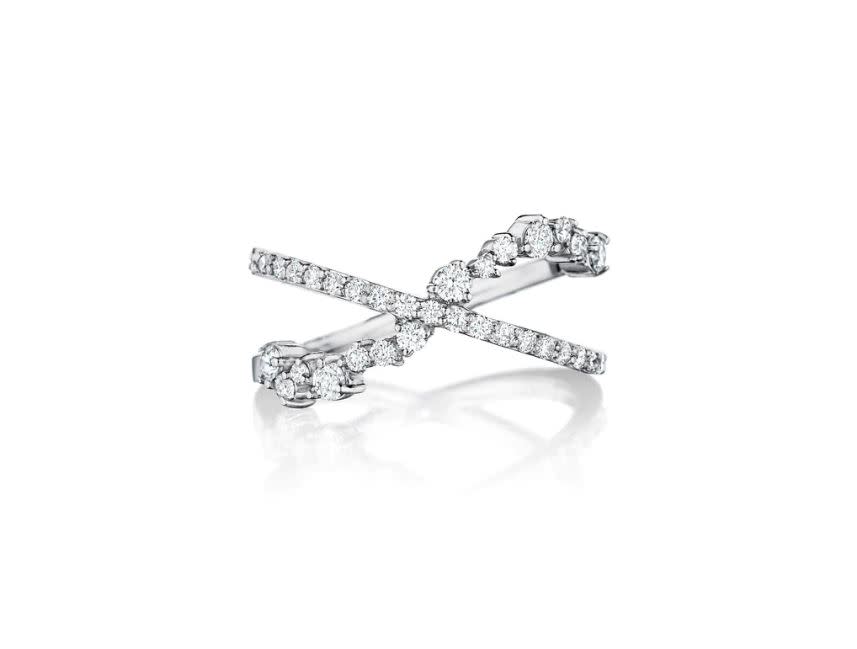 Stardust 0.51ct Diamond Criss Cross Ring in 18K White Gold, size 6.5