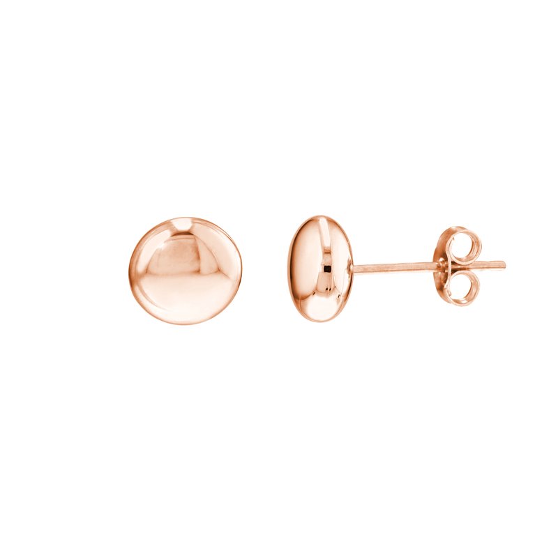 Flat Round Pepple Stud Earrings in 14K Rose Gold