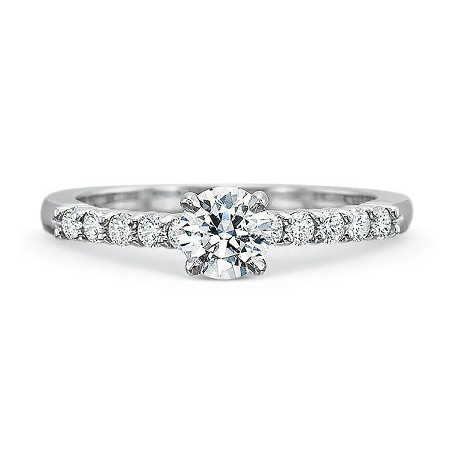 0.21ct Diamond Shared Prong Ring Semi Mount in 18K White Gold and Platinum