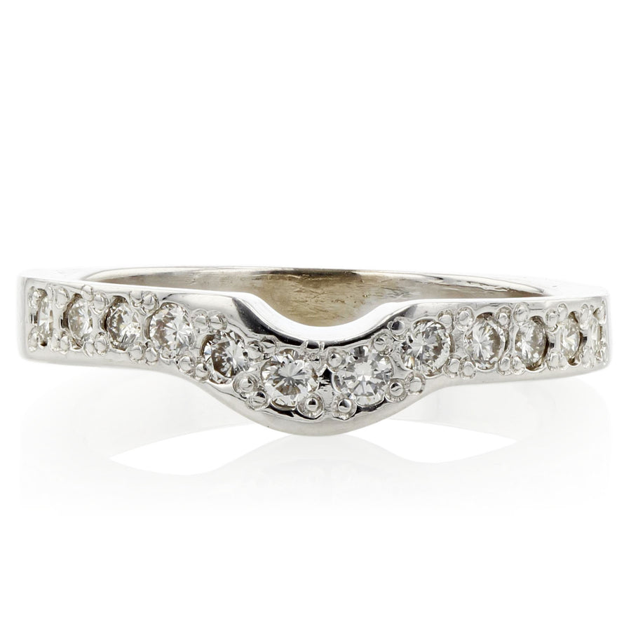 14K White Gold 0.10ct Curved Diamond Wedding Band