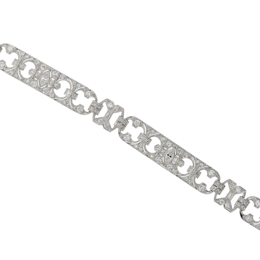 7.15ct Diamond Art Deco Section Bracelet in Platinum, 7in