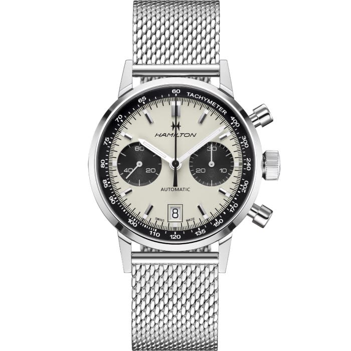 40mm American Classic Intra-Matic Auto Chrono Watch with White Dial in Stainless Steel, Bracelet