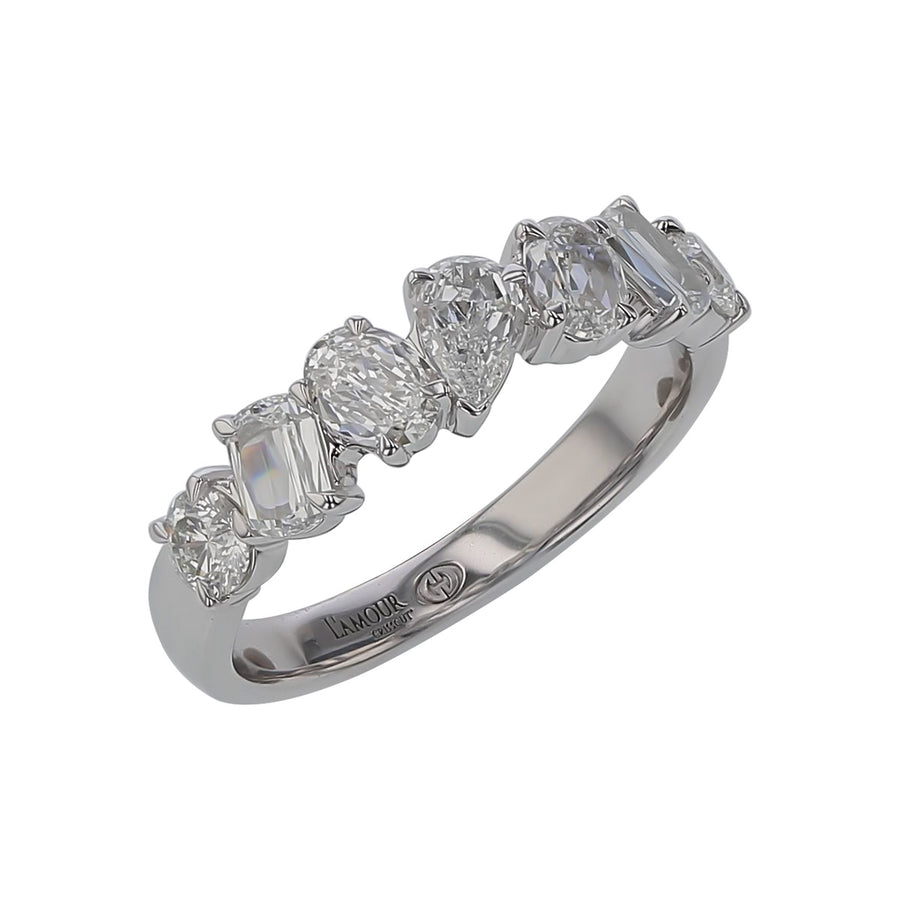 1.20ct Crisscut L'Amour Diamond Multi Shape Band in 14K White Gold, Size 6.5