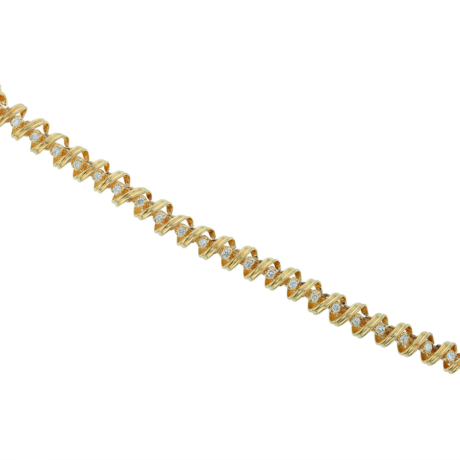 1.15ct Diamond Spiral Line Bracelet in 14K Yellow Gold, 6.5"