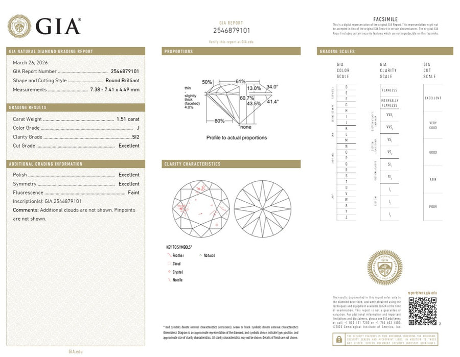 3.02ct Round Brilliant Diamond I/SI2 Inscribed GIA 4 Prong Stud Earrings in 14K White Gold