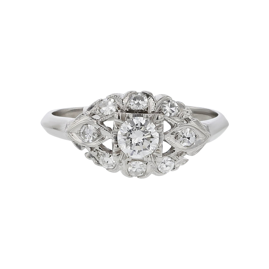 0.35ct Round Diamond Ring in 18k White Gold Size 6