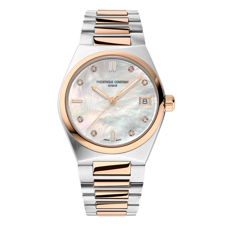 31mm Highlife Quartz Watch with Mother of Pearl Dial in Stainless Steel and Rose Gold, Bracelet