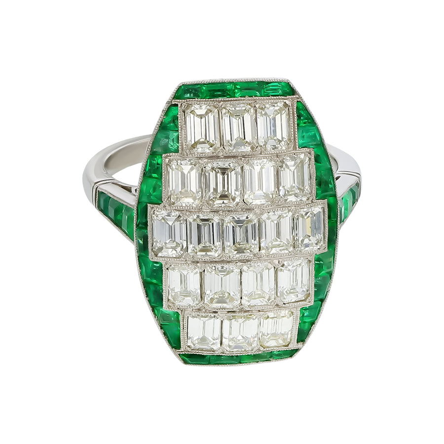2.58ct Baguette Diamonds and 1.75ct Emerald Ring in Platinum, size 6.75