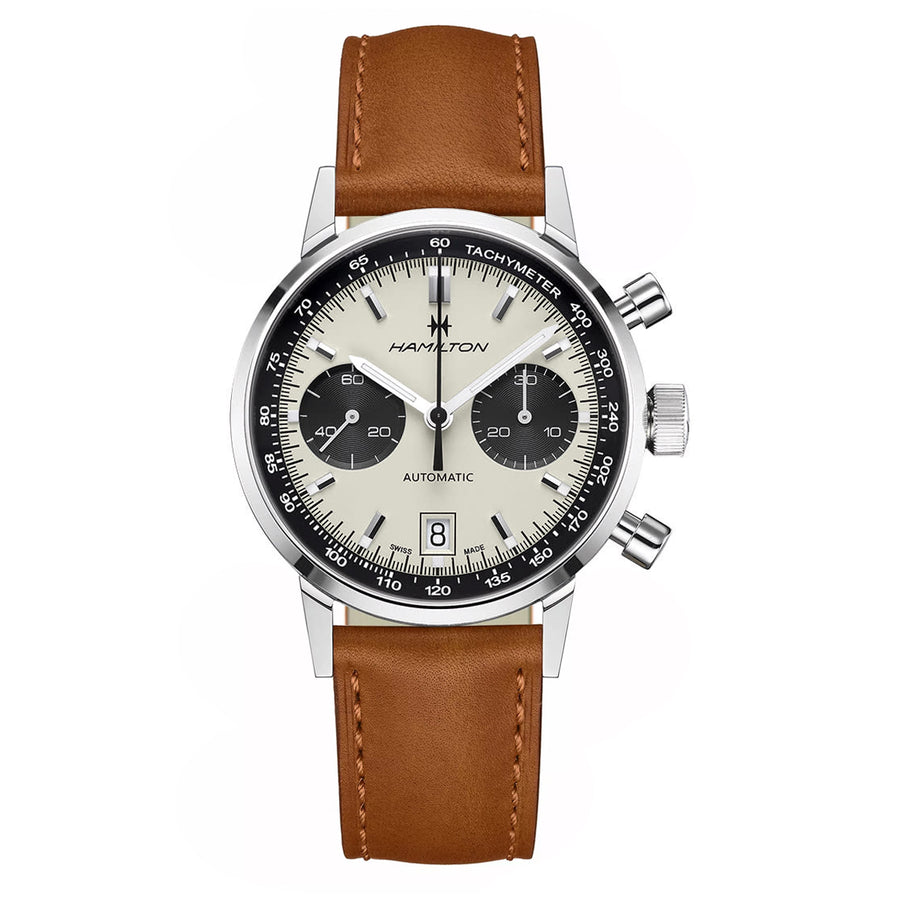 40mm Hamilton American Classic Intra-Matic Watch with White Dial in Stainless Steel, Strap