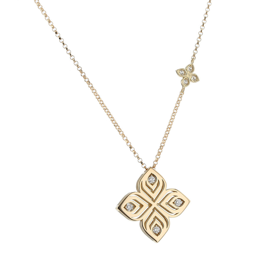 Arabesque 0.10ct Diamond Pendant in 18K Yellow Gold, 17"