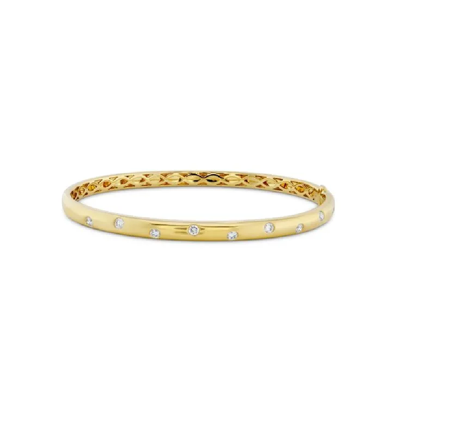 Gypsy 0.47-0.54ct Diamond Bangle Bracelet in 18K Yellow Gold