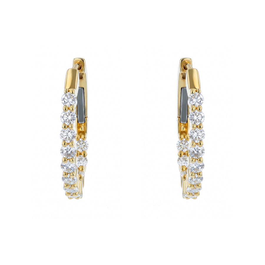 1.00ct Diamond Oval Hoop Earrings in 14K Yellow Gold