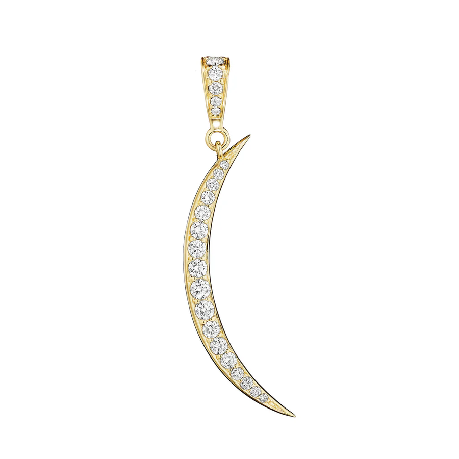 Diamond Crescent Pendant in 18K Yellow Gold