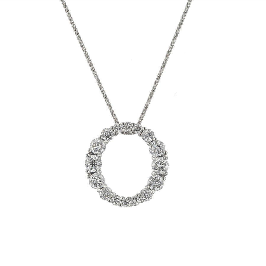 1.45ct Diamond Circle Pendant in 14K White Gold, 18"