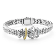 Caviar Lux Diamond 5 Row Bracelet in 18K Yellow Gold and Sterling Silver, size 7