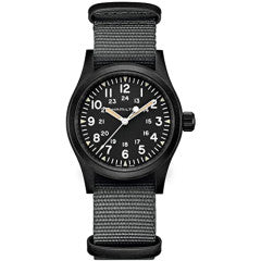 38mm Khaki Field Watch with Grey Dial in Stainless Steel and Black PVD, Nato Strap