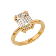 4 Prong Semi-Mount Ring in 18K Yellow Gold for Emerald Cut Center, size 6.75