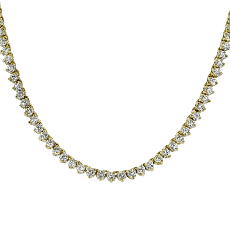 10.48ct Diamond I-J/SI1-SI2 Line Necklace in 18K Yellow Gold, 16.5"