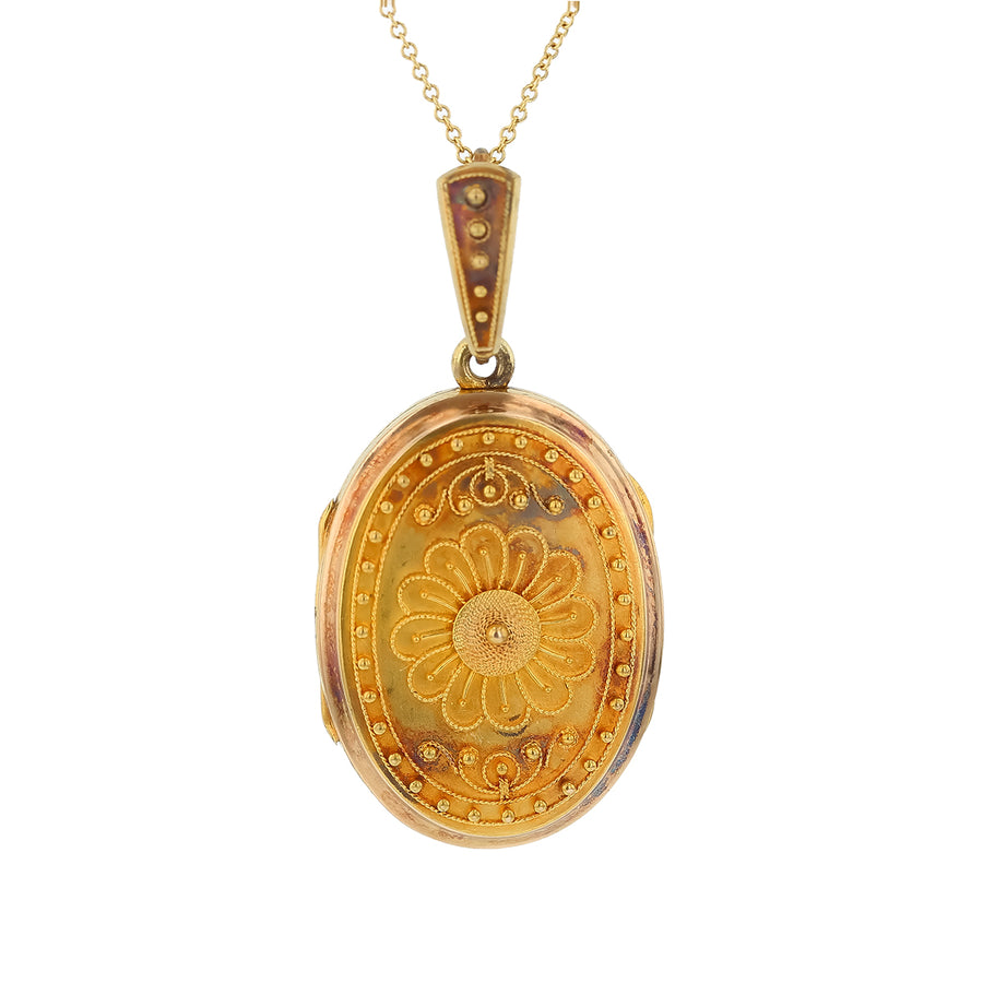 Victorian Locket Pendant in 14K Yellow Gold on 18in Chain