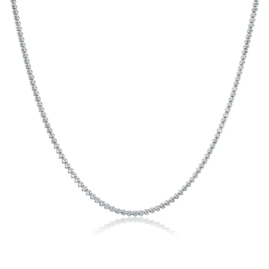 1.93ct Diamond Bezel Tennis Necklace in 18K White Gold, 18"