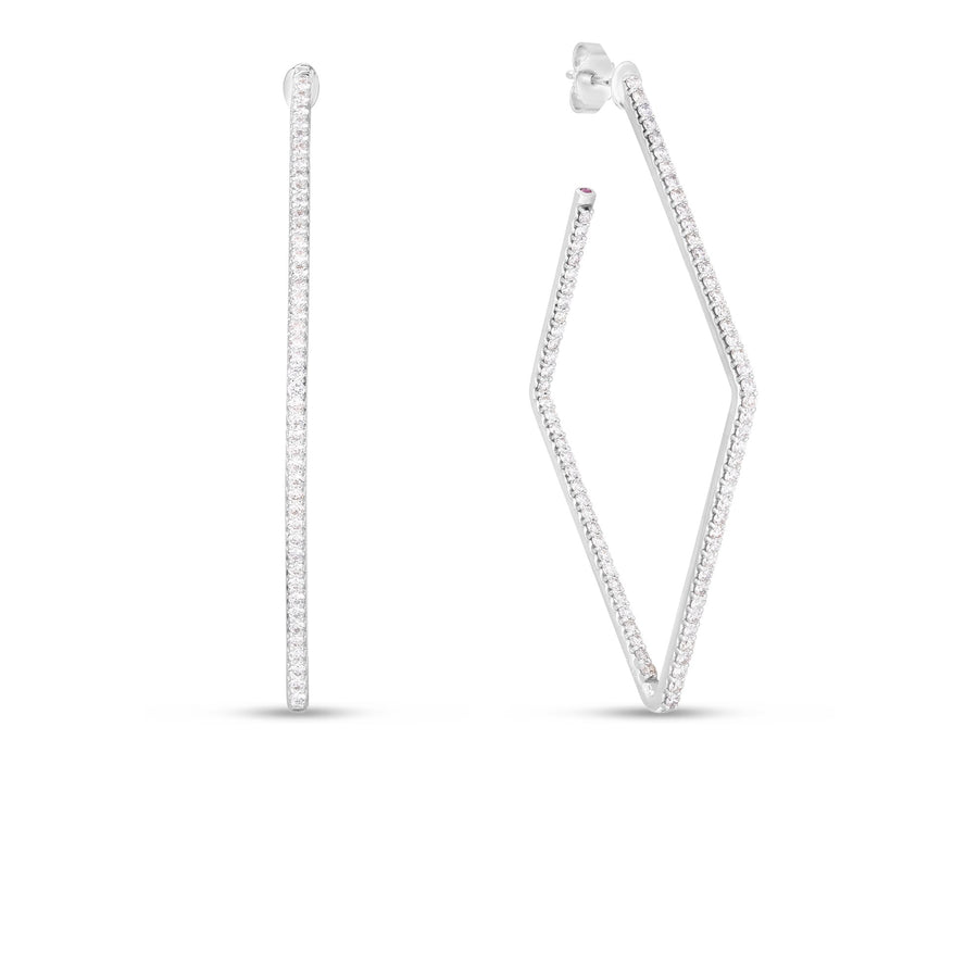Perfect Diamond 1.80ct Inside Out Square Hoop Earrings in 18K White Gold