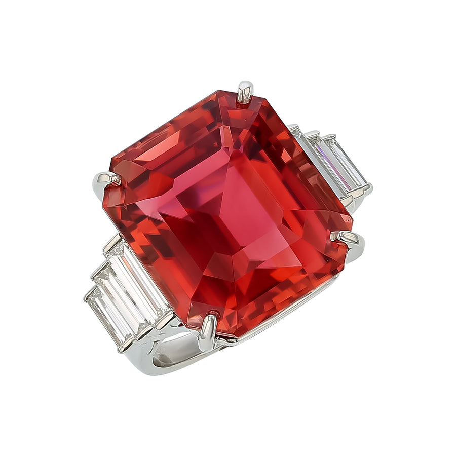 20.43ct Tourmaline and 1.19ct Diamond Ring in Platinum, size 6.5
