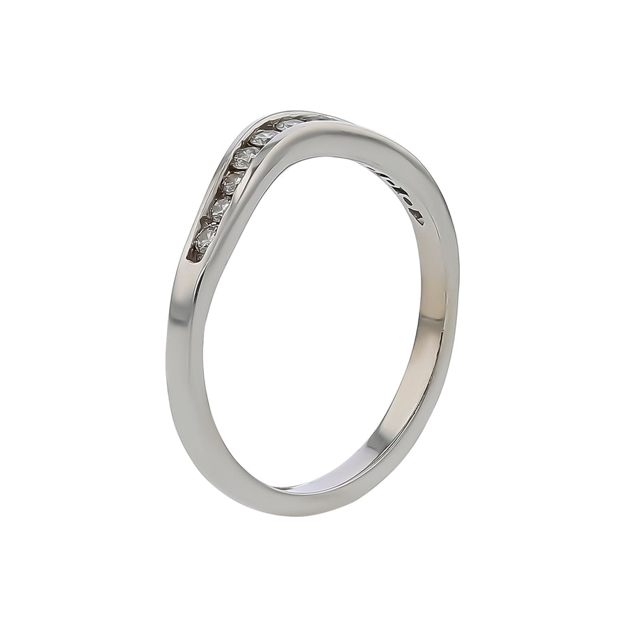 0.18ct Diamond Curved Band in 18K White Gold, size 6