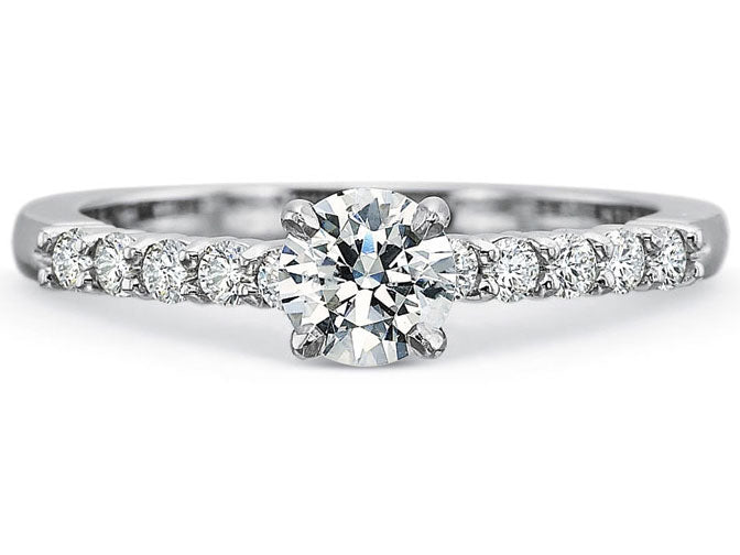 0.21ct Diamond Shared Prong Ring Semi Mount in 18K White Gold and Platinum