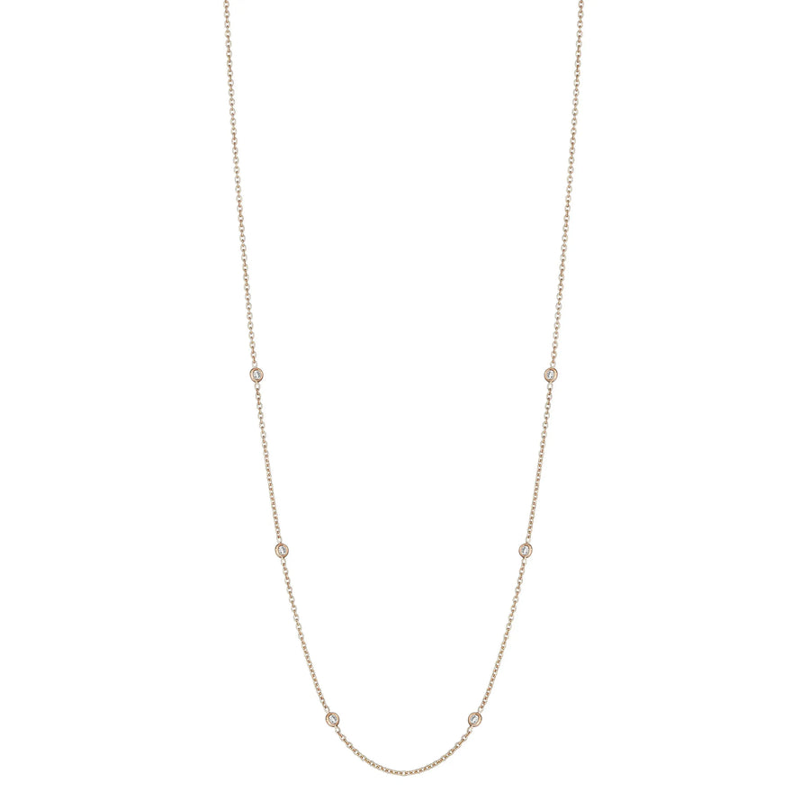 Diamond Bezel Station Necklace in 18K Yellow Gold, 18in