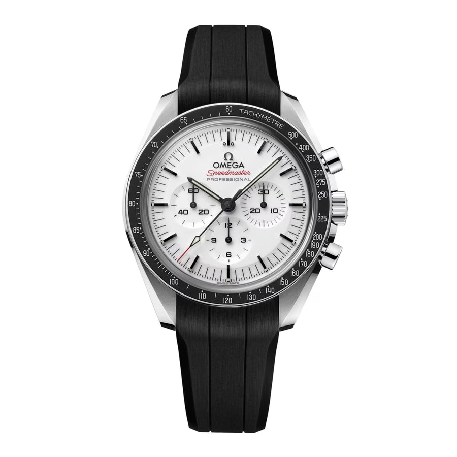 42mm Speedmaster Moonwatch Professional Watch with White Dial in Stainless Steel, Strap