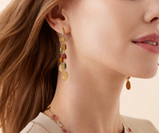 Lunaria 0.04ct Diamond and Tourmaline Drop Earrings in 18K Yellow Gold