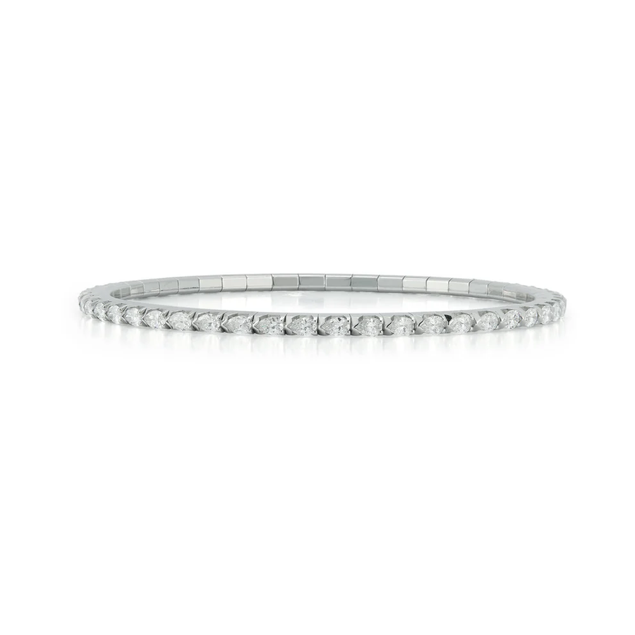3.03ct Pear Shaped Diamond Stretch Tennis Bracelet in 18K White Gold