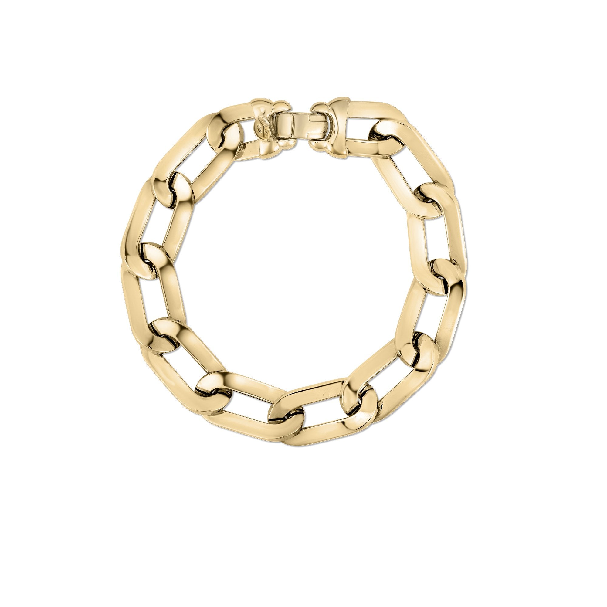 Designer Gold Squared Edge Paperclip Link Bracelet in 18K Yellow Gold, 7in