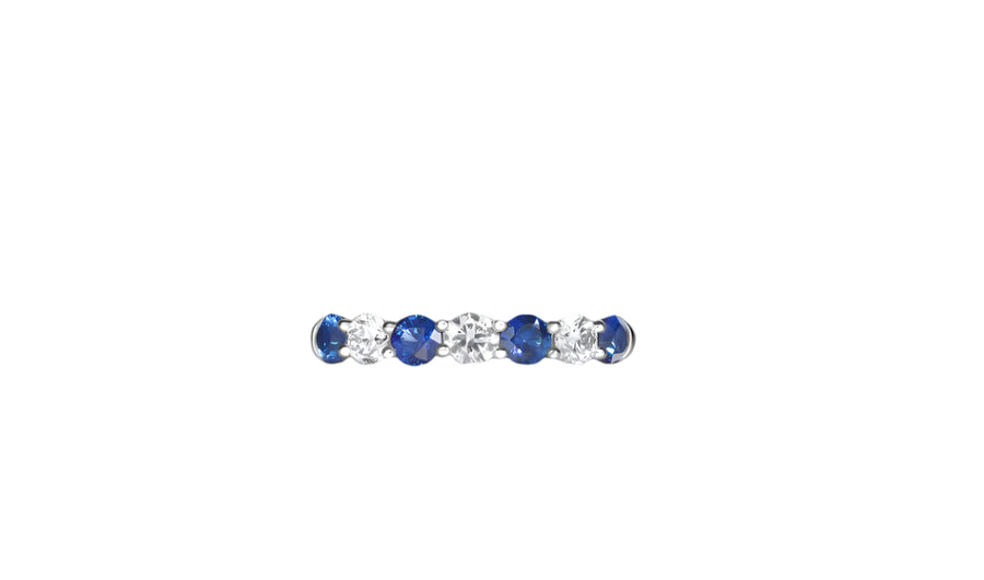 Eden 0.80ct Sapphire and 0.44ct Diamond Alternating Band Ring in Platinum, Size 6