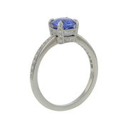 1.62ct Round Sri Lankan Sapphire and 0.33ct Diamond Ring in Platinum, Size 6.5