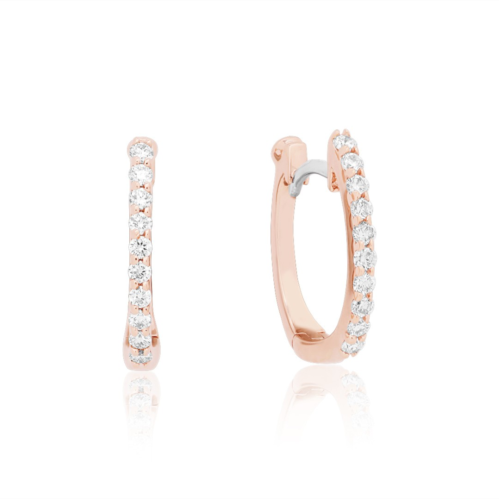 Diamond Baby Hoop Earrings in 18K Rose Gold