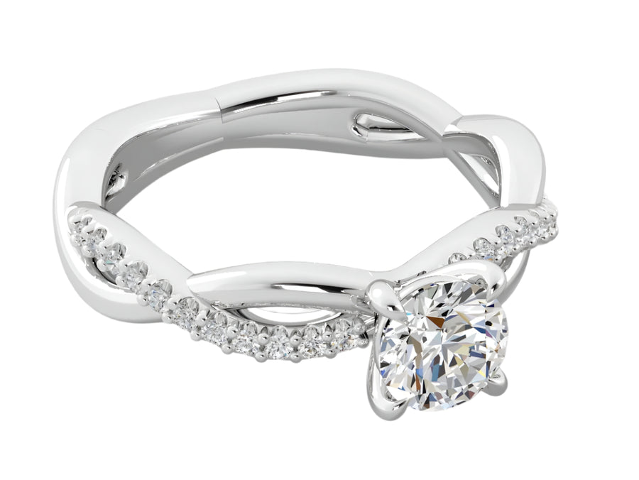 Bella 0.16ct Diamond Crossover Ring Semi Mount in Platinum for 1.00ct Round Center