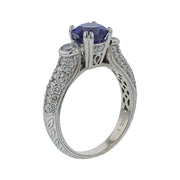 1.35ct Sri Lankan Sapphire and 0.73ct Diamond Ring in 18K White Gold, Size 6