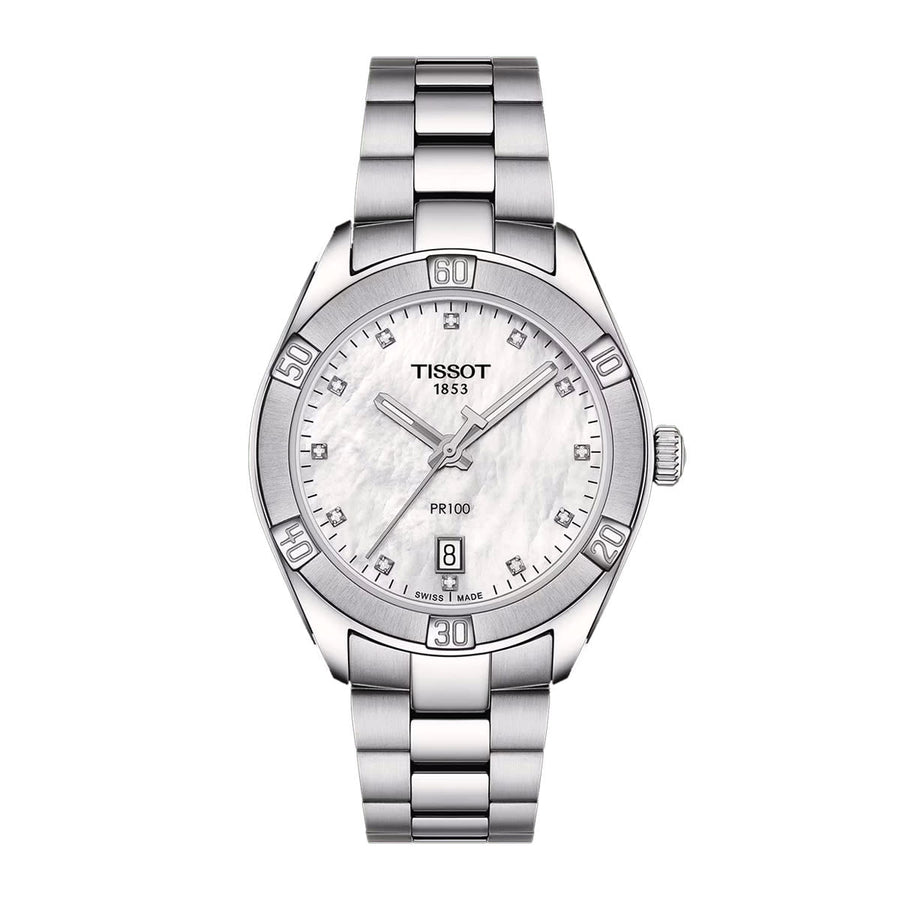 36mm PR 100 Sport Chic Quartz Watch with Mother of Pearl Dial in Stainless Steel, Bracelet