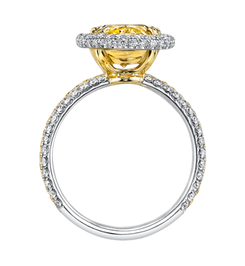 3.54ct Oval Diamond and 0.70ct Round Diamonds Halo Ring in Platinum and 18K Yellow Gold