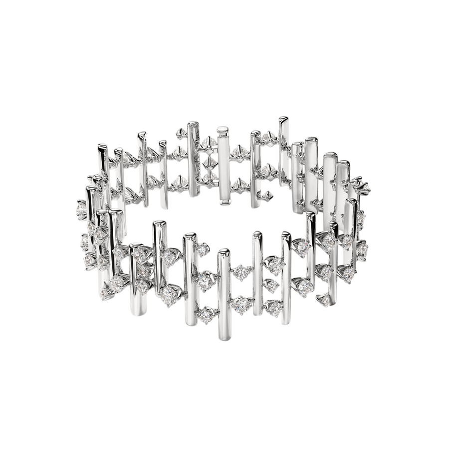 Barre 6.40-6.80ct Diamond GH/VS Multi-Row Bracelet in 18K White Gold, 7in