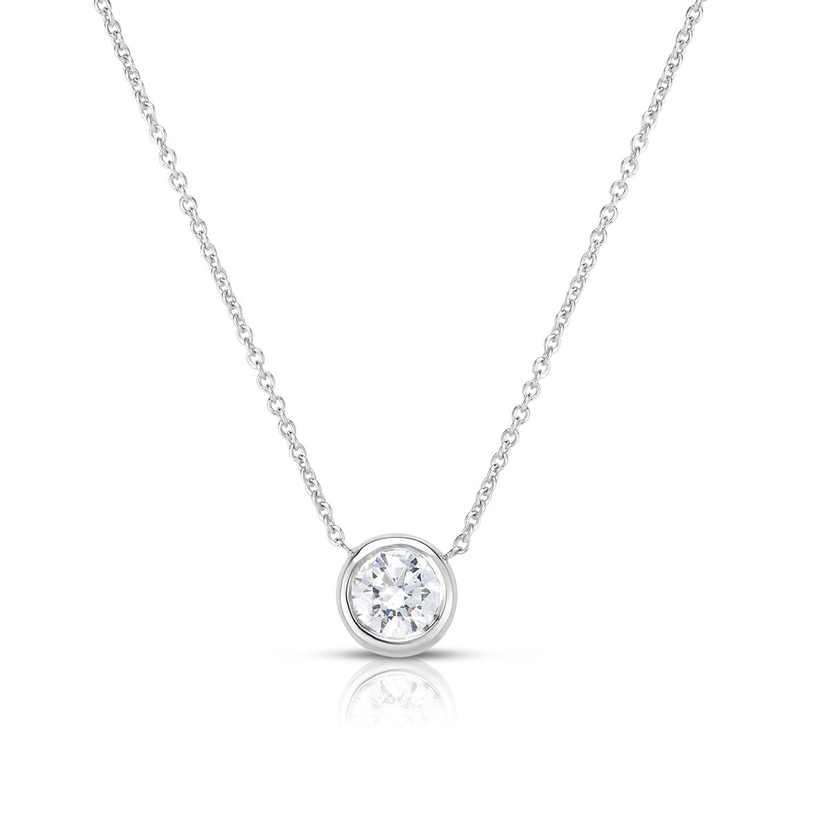 Diamond Station Necklace in 18K White Gold