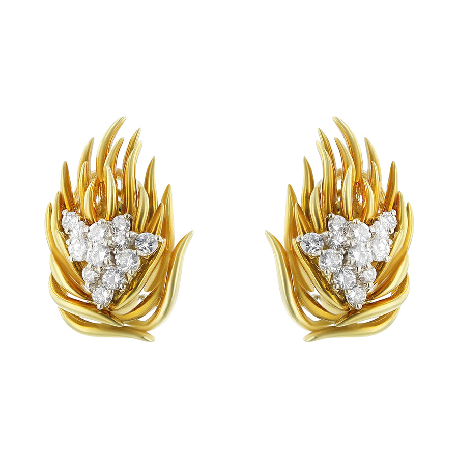 18K Yellow Gold Diamond Earrings