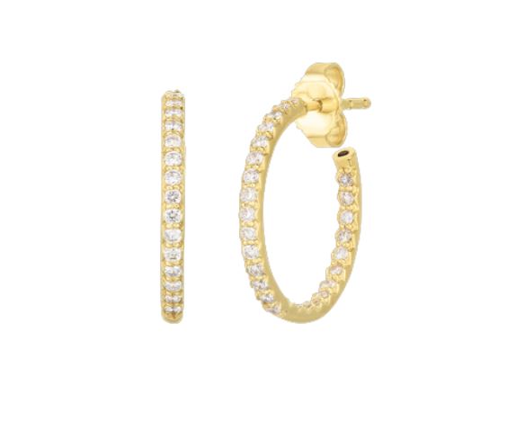 Diamond Micro Pave Hoop Earrings in 18K Yellow Gold, 18mm