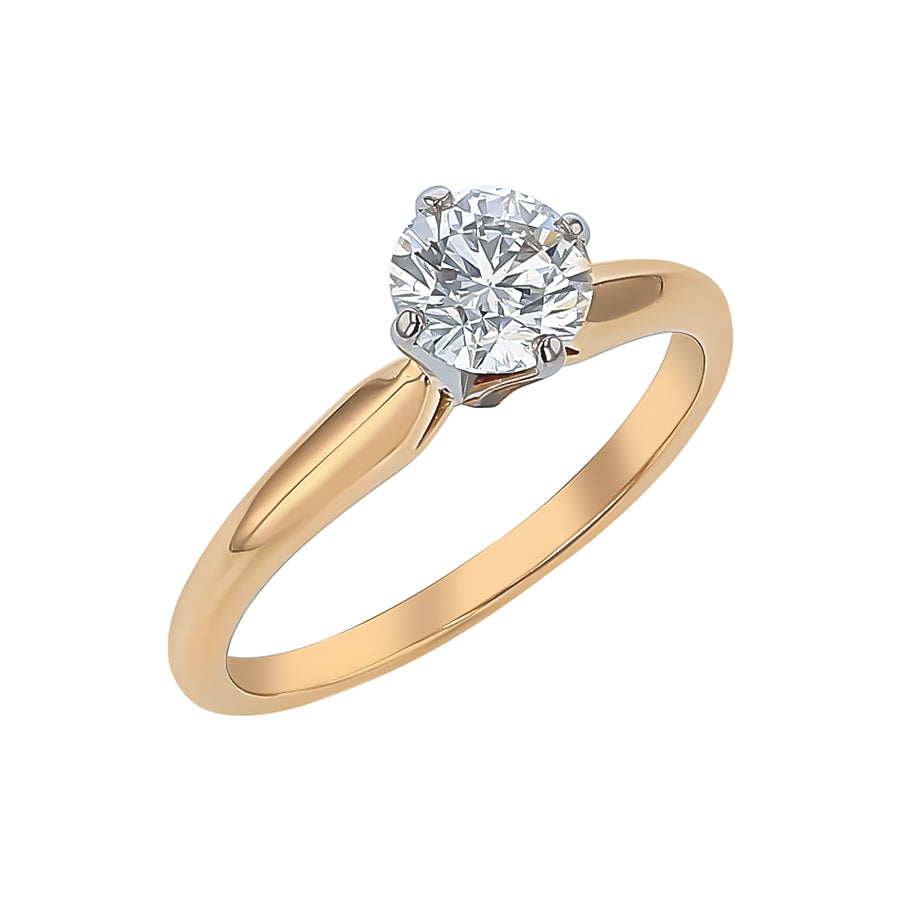 0.61ct Diamond Solitaire Ring in 18K Yellow Gold, size 5