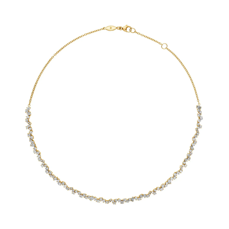 Stardust 3.74ct Marquise Pear and Round Diamond Choker Necklace in 18K Yellow Gold
