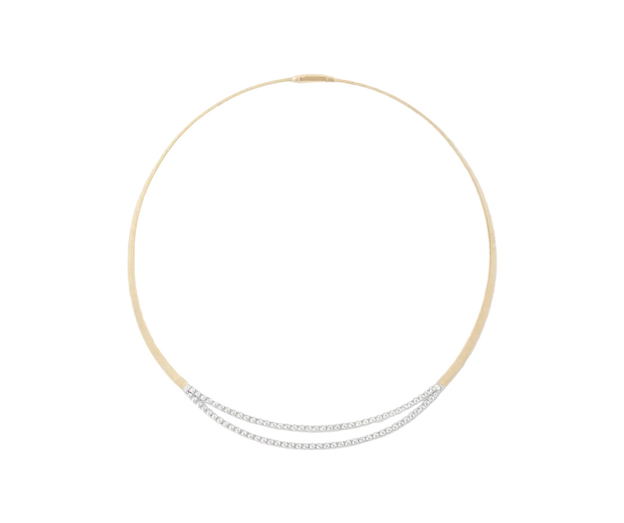 Masai 1.96ct Diamond Collar Necklace in 18K Yellow and White Gold, 16.5"