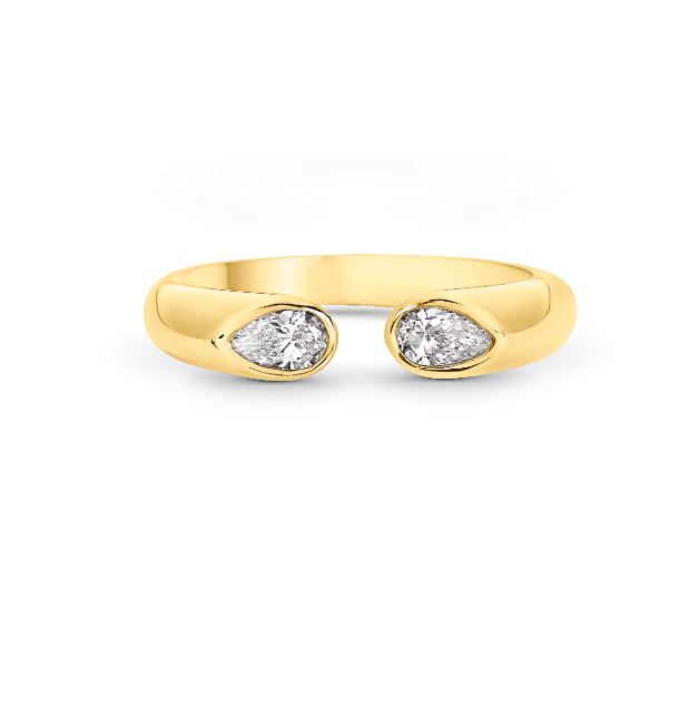 Reflection 0.37ct Pear Shape Diamond Open Ring in 18K Yellow Gold, size 6.5