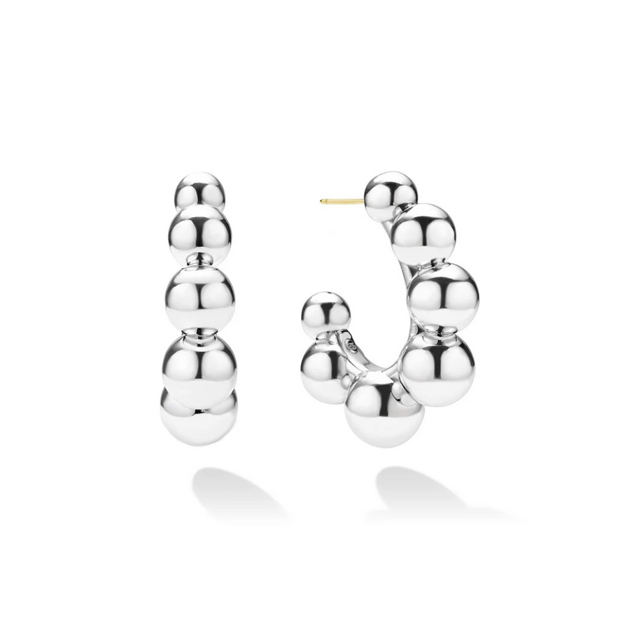 Caviar Bubbly Electroform 32mm Hoop Earrings in Sterling Silver