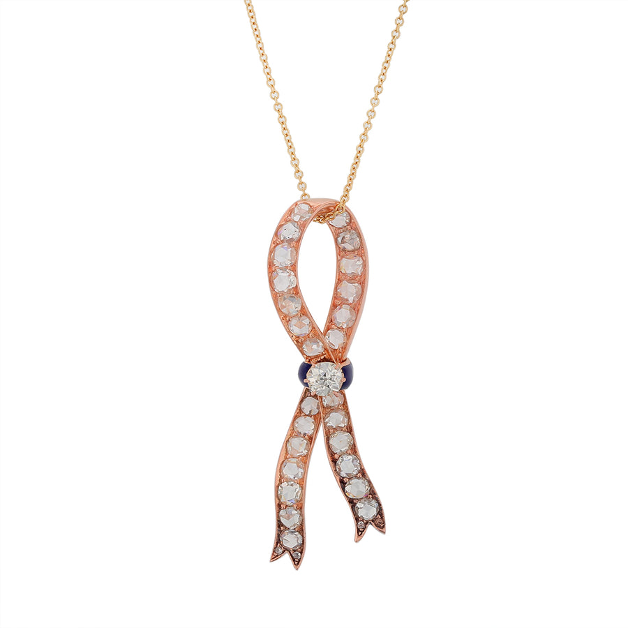 4.00ct Diamonds Victorian Pendant in 14K Yellow Gold on 16" Chain Circa 1880